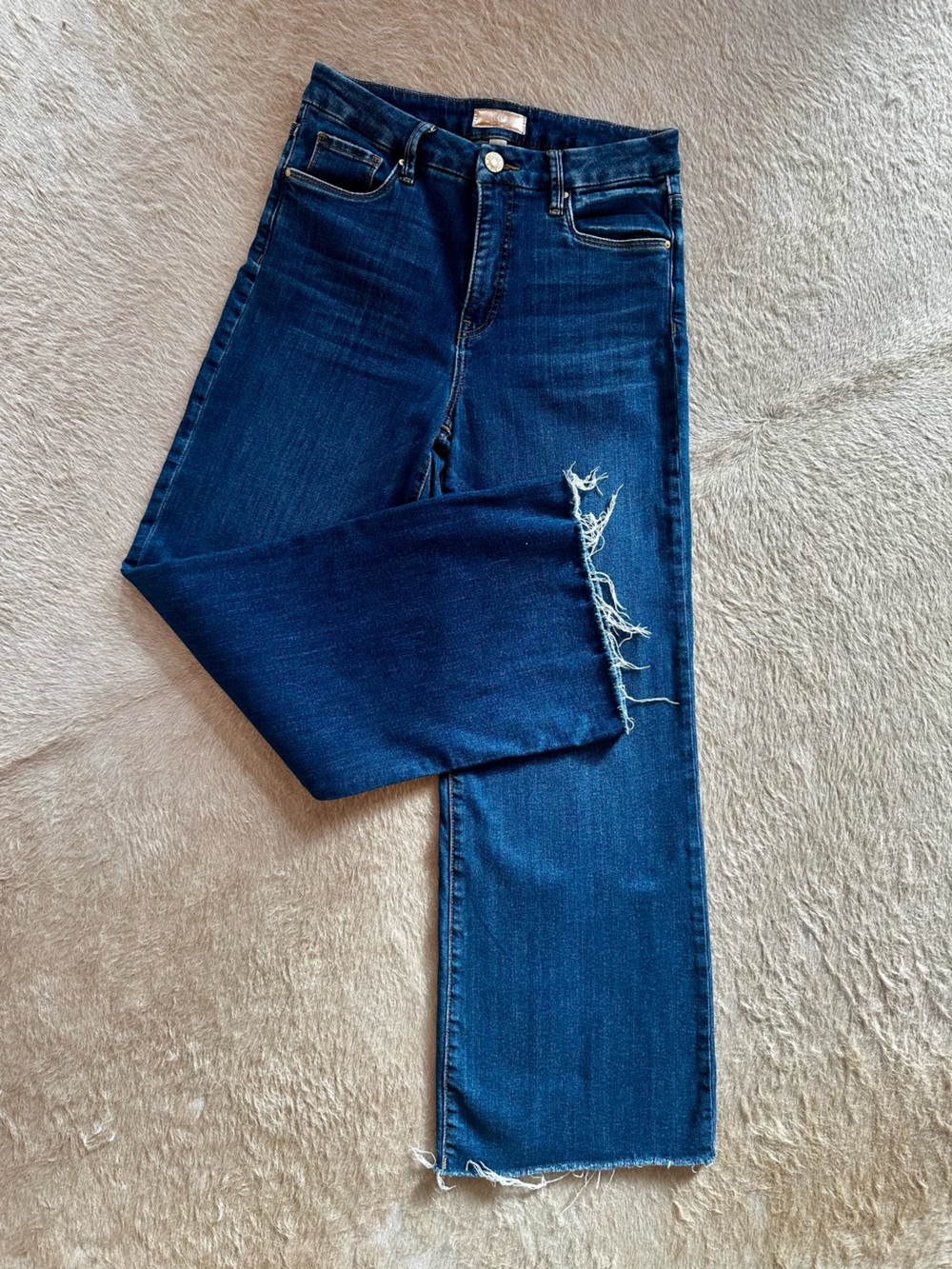Kut from the Kloth MEG Fab Ab Blue Cropped Straight Jeans raw hem - Picture 3 of 10